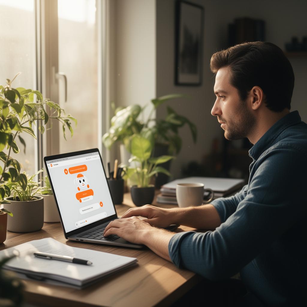 Homem trabalhando no computador com seu Equylib AI